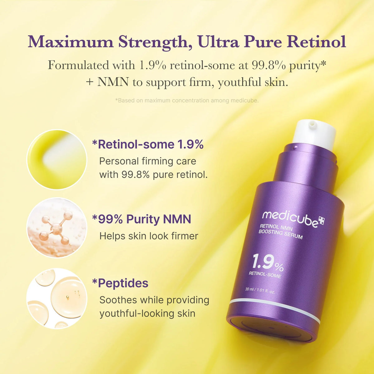 MEDICUBE - Retinol NMN Boosting Serum - 30ml Contra envejecimiento y manchas