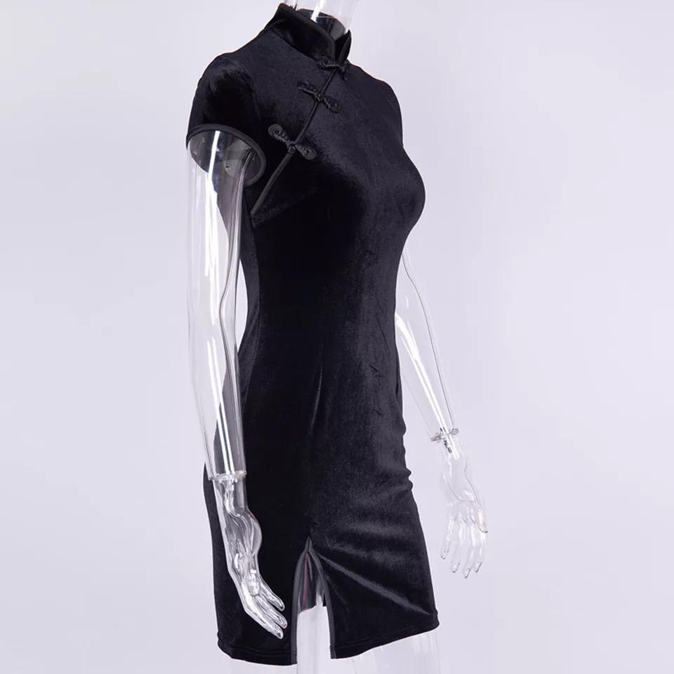 VESTIDO Qipao Terciopelo Negro