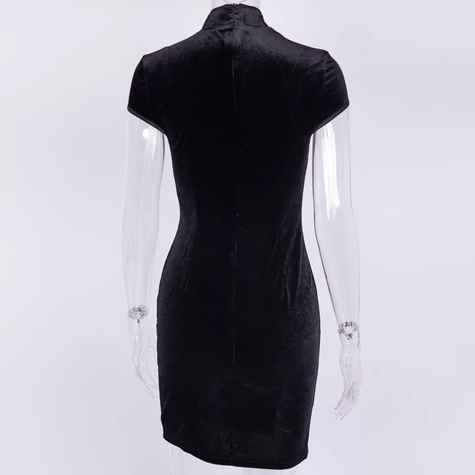 VESTIDO Qipao Terciopelo Negro
