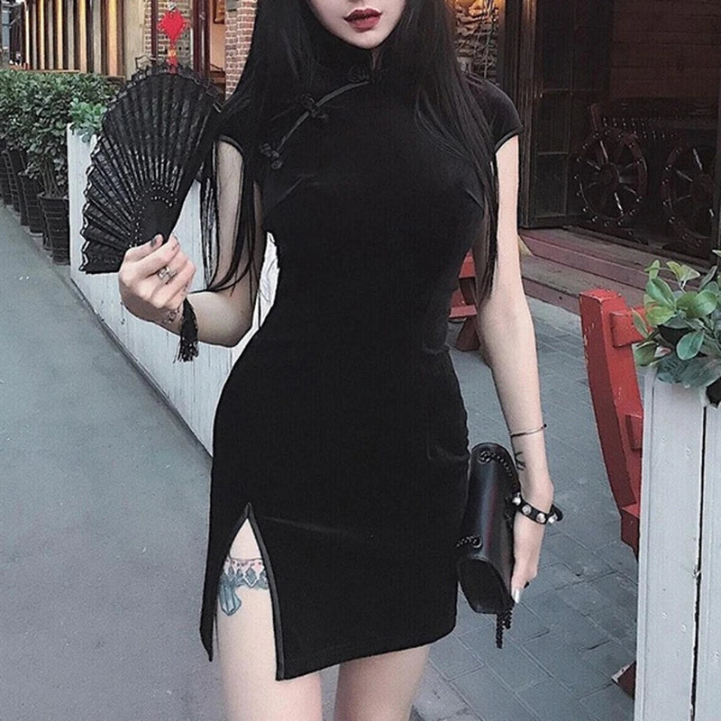 VESTIDO Qipao Terciopelo Negro
