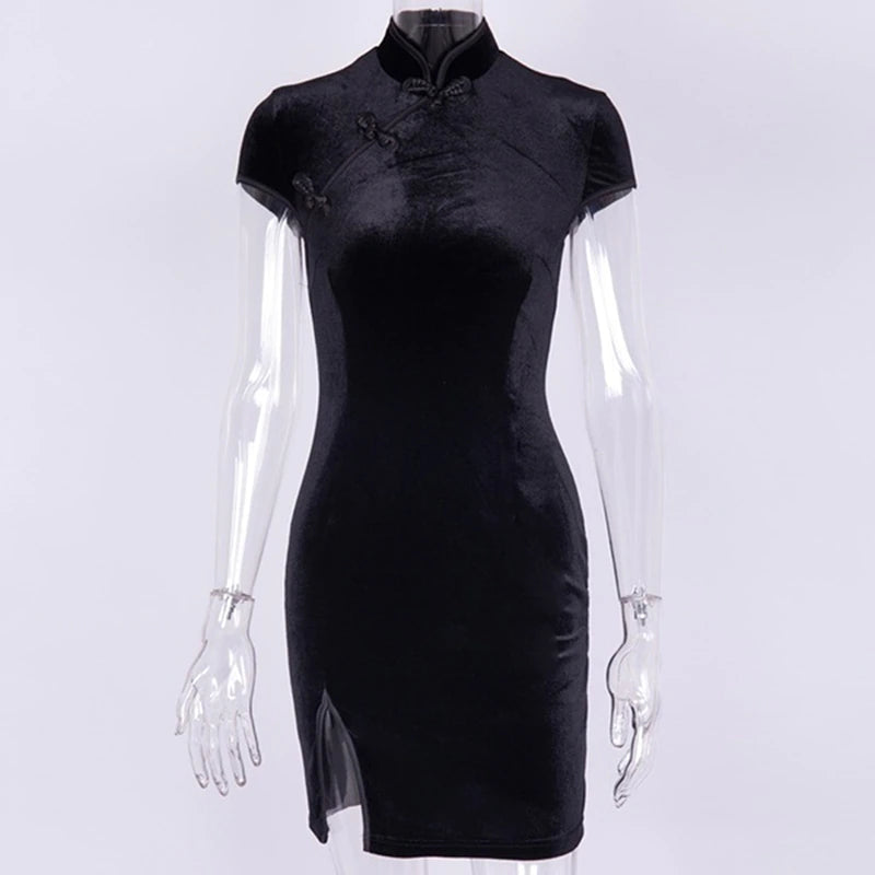 VESTIDO Qipao Terciopelo Negro